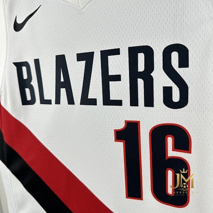 Trail Blazers Home White #16 Johnsen