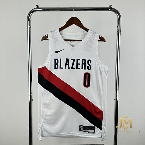 Trail Blazers Home White #0 Lillard