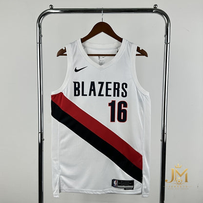 Trail Blazers Home White #16 Johnsen