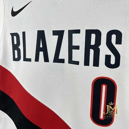 Trail Blazers Home White #0 Lillard