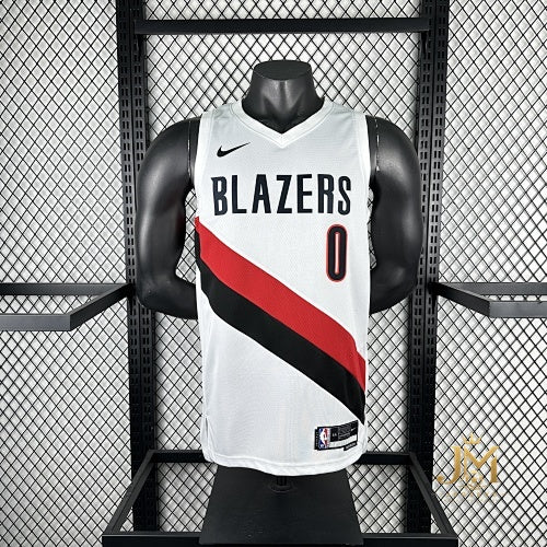 Trail Blazers Home White #0 Lillard