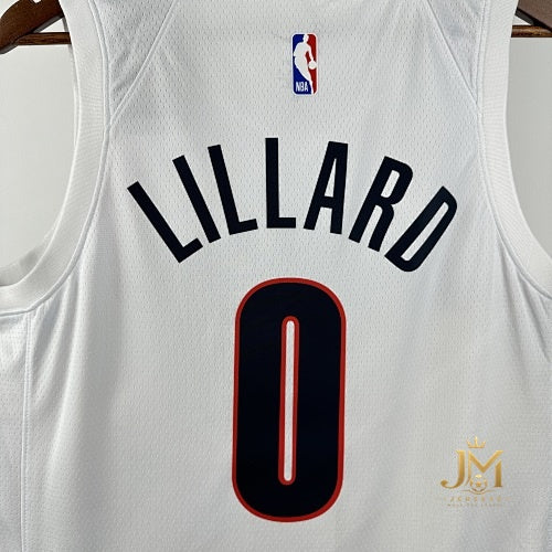 Trail Blazers Home White #0 Lillard