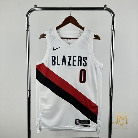 Trail Blazers Home White #0 Lillard